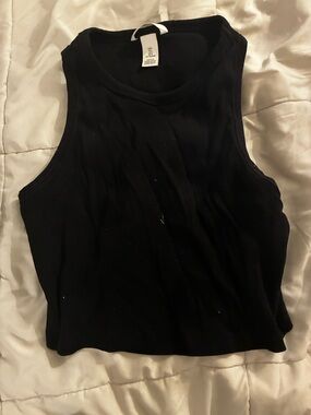 H&M Black Ribbed Tank Crop Top